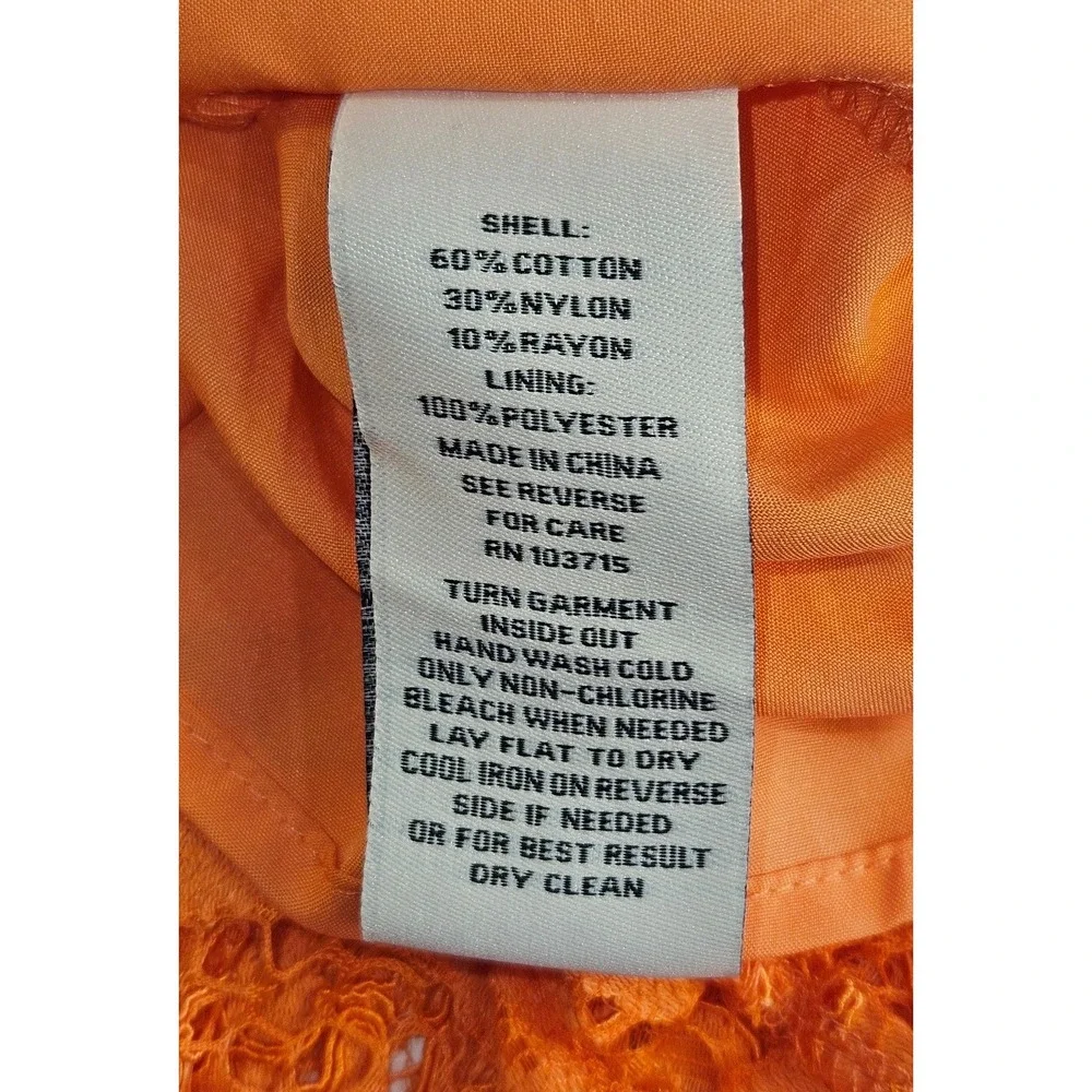 Nanette - Lepore Women's Dress Orange Lace Overlay Size 12 $148.00‎ NWT
